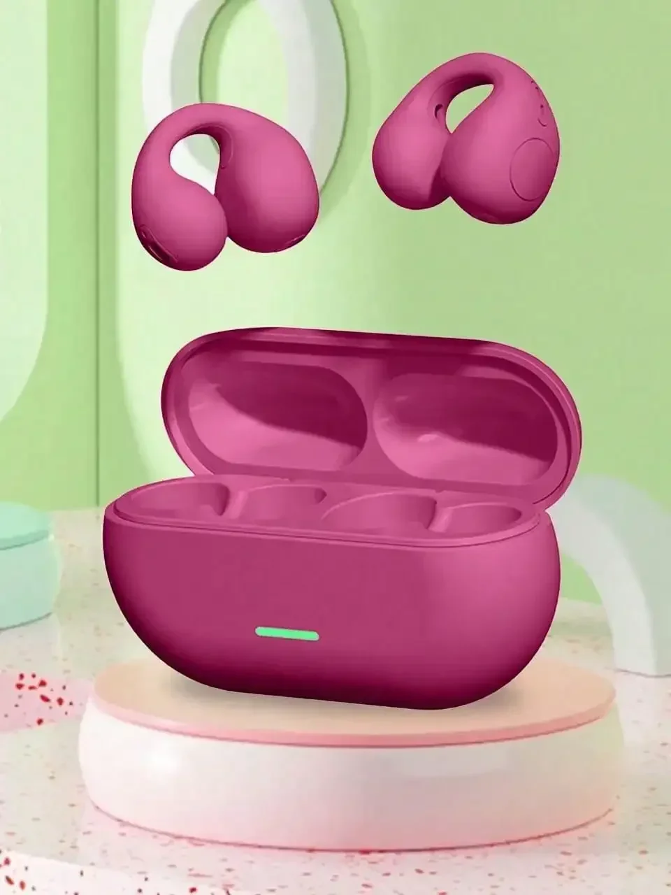 (rosa) Fones De Ouvido Bluetooth Tws De 5,3" Com Condutor De Ar E Design De Clipe.