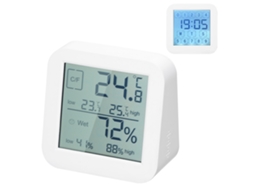 Higrômetro Termômetro Digital LCD com Tela Dual e Relógio de Mesa | S/MARCA