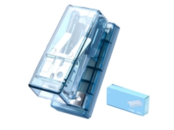 Grapadora Portátil Mini, Bonita, De Acero Semitransparente, Ahorra Esfuerzo, Para Mesa De Escritório, Escola, Escritório, Cor Azul.