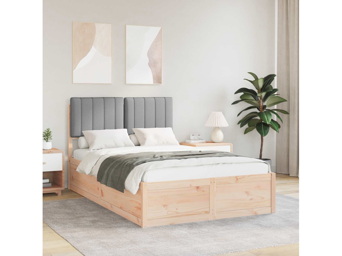 Vidaxl Estrutura de Cama com Cabeceira Estofada Cinzento claro