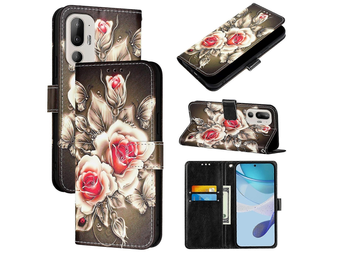 Capa De Couro Com Padrão De Desenho Colorido E Trama Lisa Para Htc U24 Pro