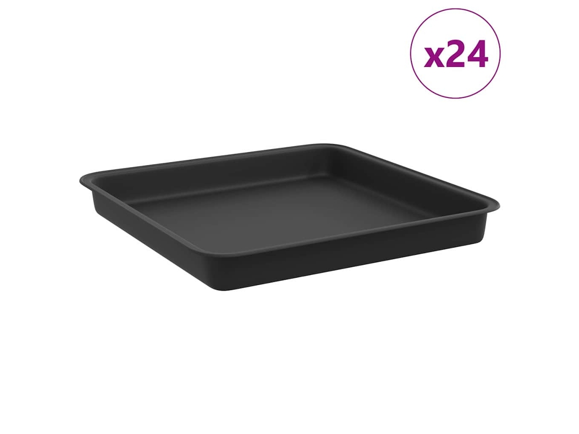 Conjunto 24 Vaso Quadrado Vidaxl Preto Plástico (18 X 18 X 2 Cm)