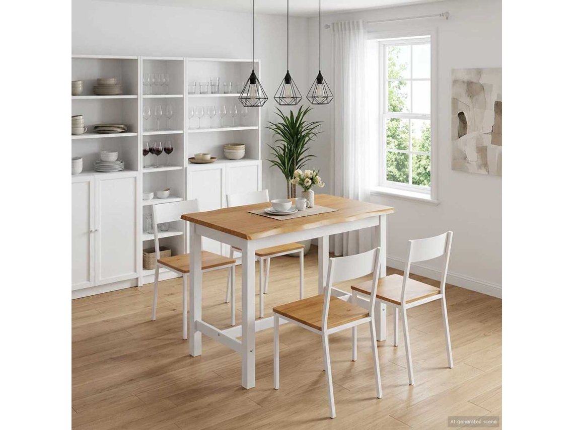 Vidaxl Mesa Alta Ekai Branco 112 X 70 X 91 Cm Madeira De Pinho Maciça
