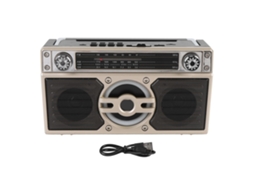 Rádio Portátil Bluetooth Com Alto-falante Multibanda Fm Am Sw Recarregável Para Viagens Com Longa Duração De Bateria Dourado