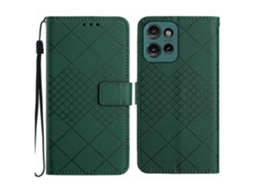 Capa De Couro Com Textura De Grade Rômbica Para Celular