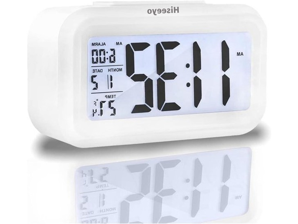 Relógio De Alarme Digital 43 Polegadas Com Tela Led E Calendário Snooze (branco)