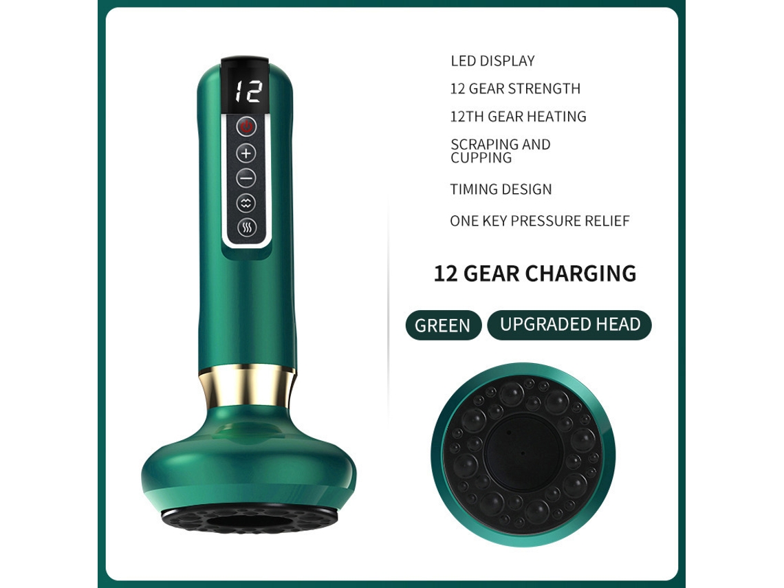 Massageador De Gordura Corporal Portátil Com Ventosas Anticelulite, Ajustável Em 12 Níveis, Para Barriga E Coxas Aquaforge (verde)
