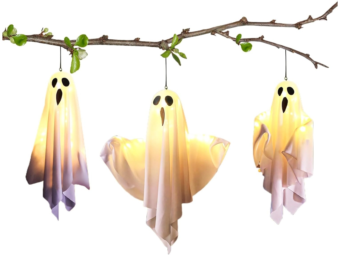 Luzes De Halloween Para Decoração Externa: Luzes De Fantasmas Em Formato De Cordão |