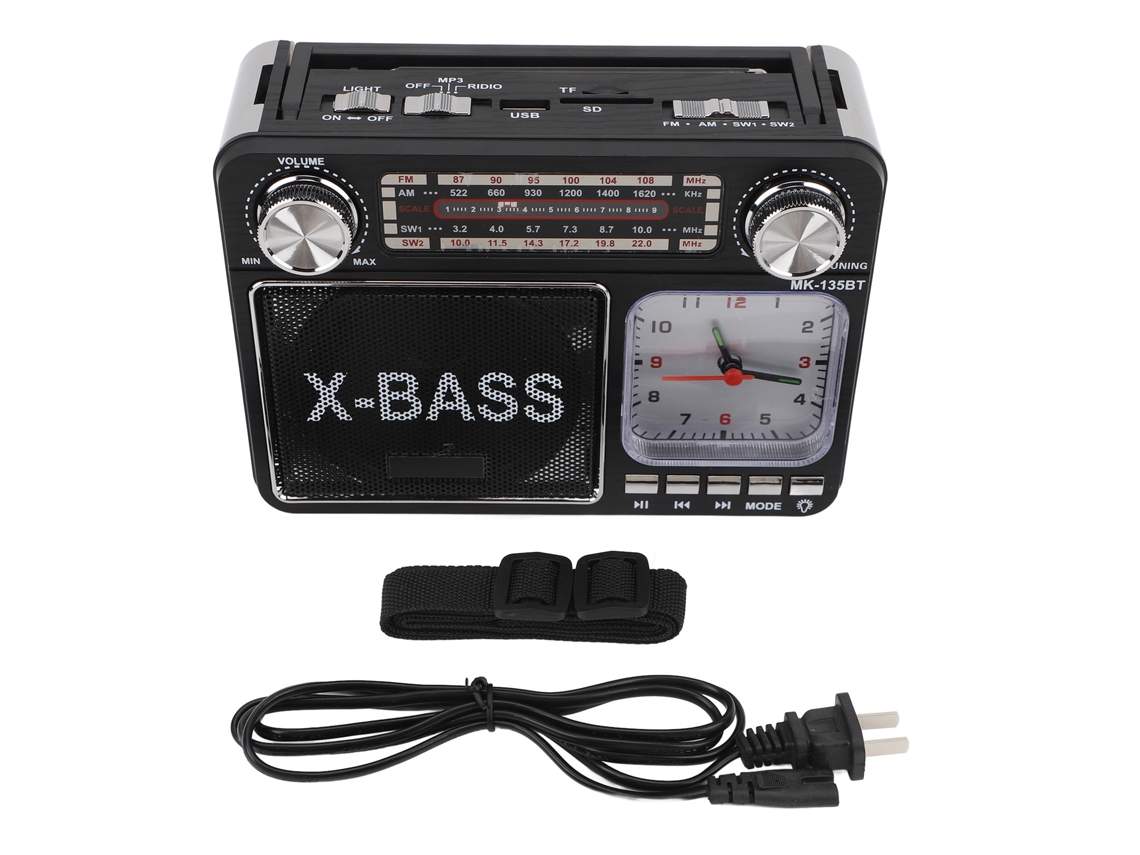 Rádio Portátil LAXISCREED Am/fm/sw Bluetooth Relógio Luz Usb