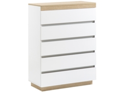 Cômoda 5 Gavetas Madeira (branco e Carvalho, 80x40x109 Cm)