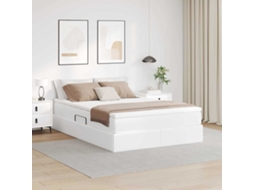 Vidaxl Cama Com Arrumação E Colchão Com Colchão Branco 140 X 190 Cm
