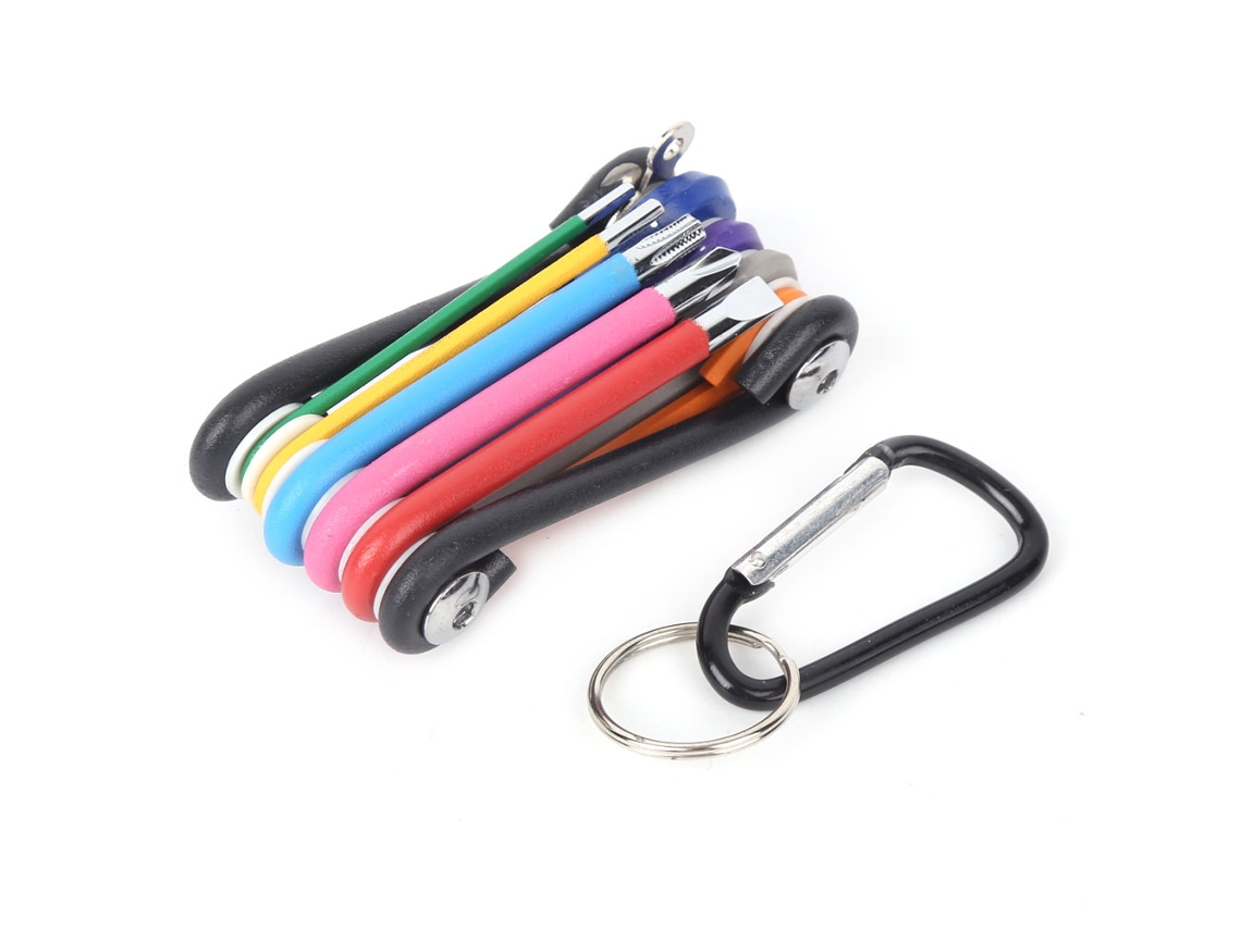 Conjunto de ferramentas multifuncionais 9 em 1 para reparos em bicicletas, incluindo chave de boca, chave E, chave Allen e mini kit.
