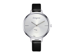 Relógio de Pulso Feminino Quartz com Pulseira de Couro Pu Leisure Estilo Moda Preto