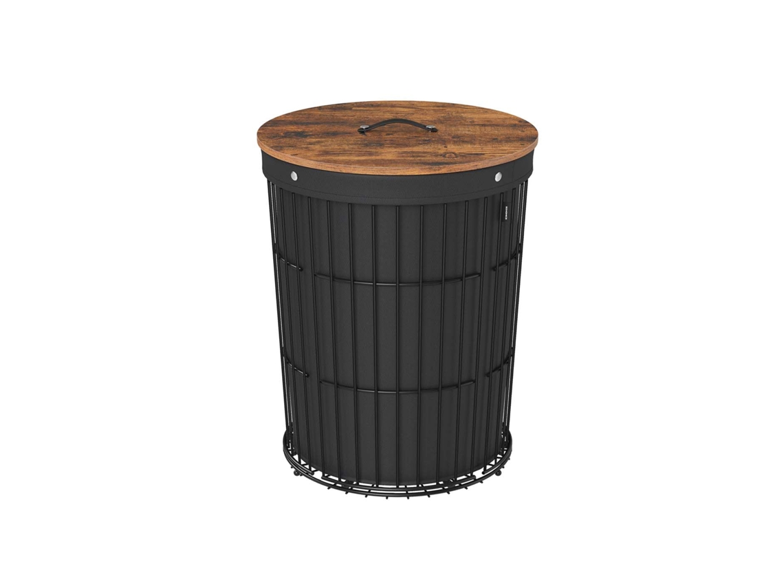 Cesto De Roupa Suja Com Tampa, Grande Capacidade, Preto Tinta, 46x46x61 Cm, Para Organizar E Guardar Roupa Suja De Forma Prática
