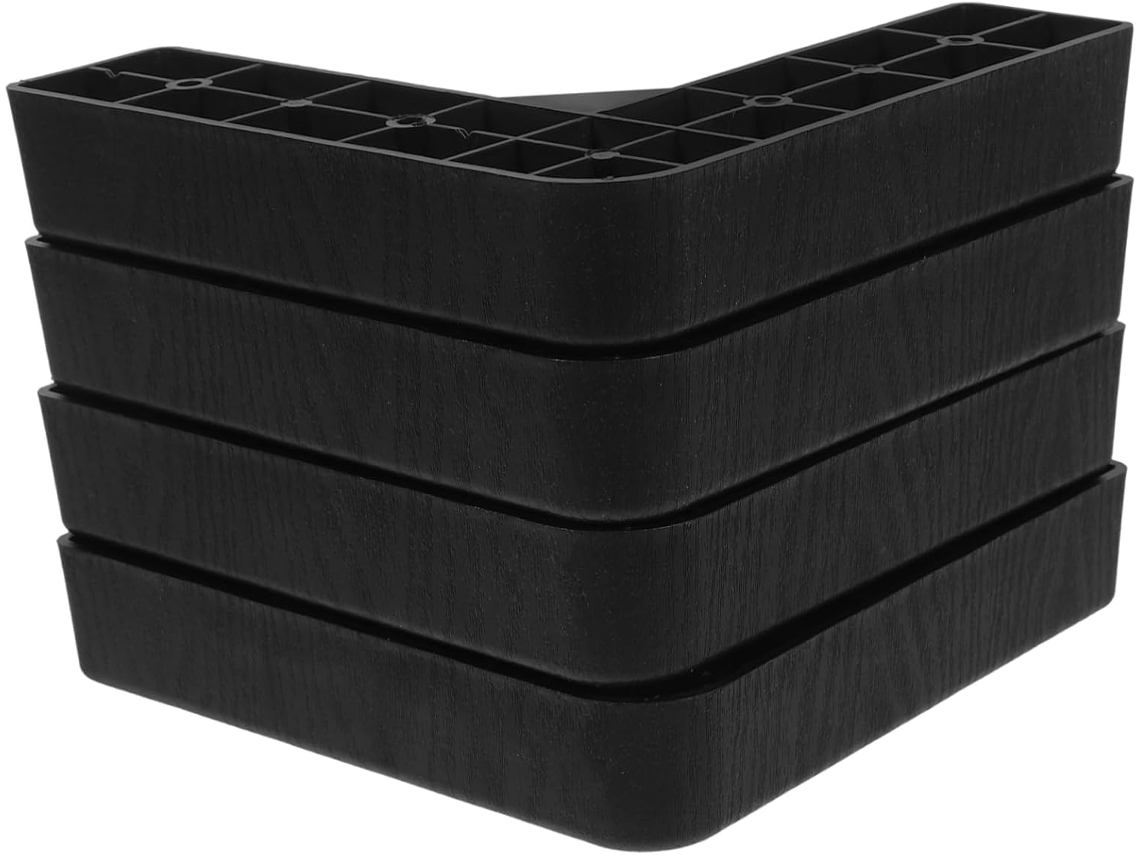Conjunto De 4 Pés Plástico Preto Em Formato L Para Móveis, Leves E Confortáveis, Ideais Para Guardar Embaixo Da Cama