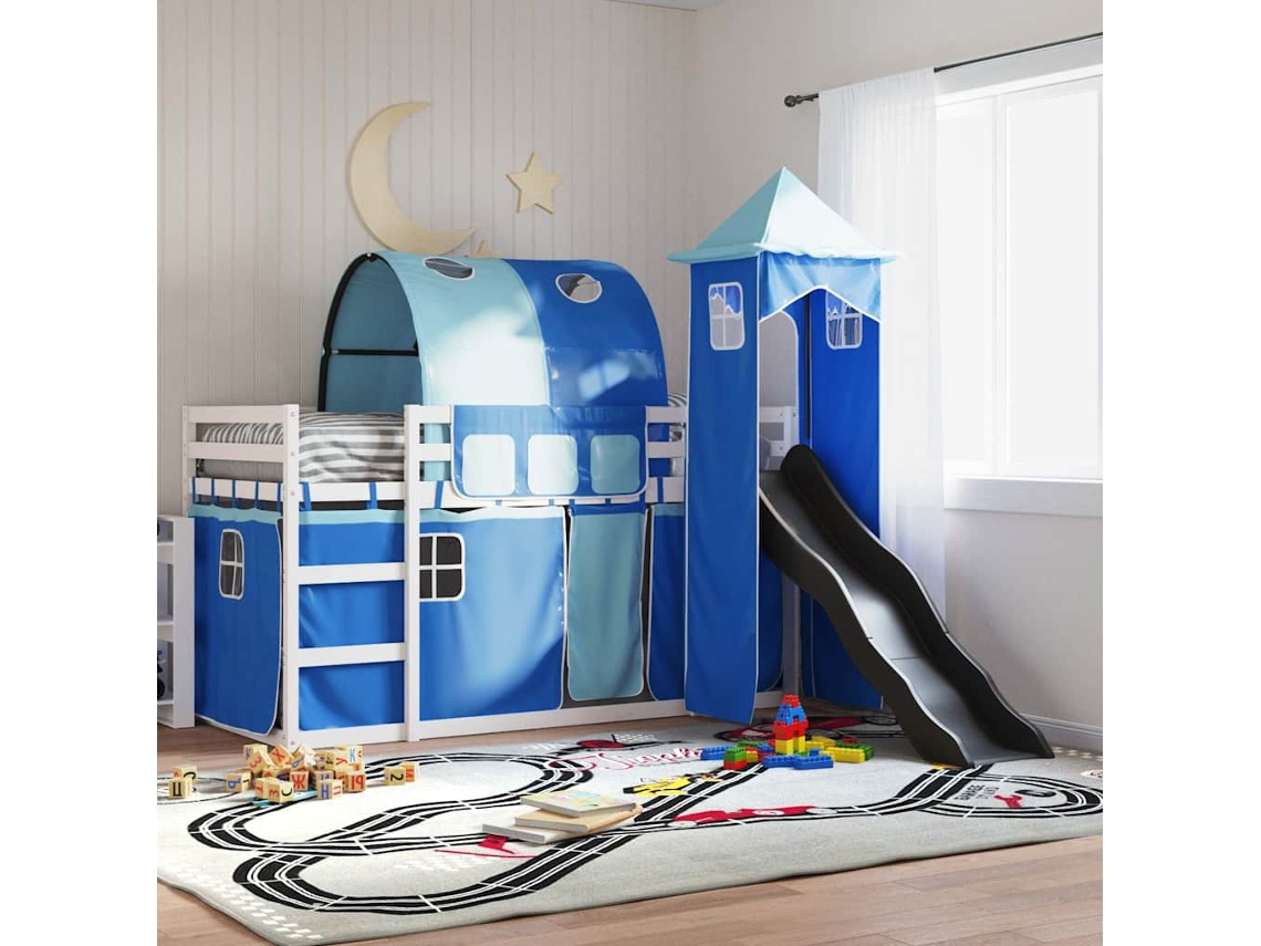 Beliche Com Escorrega E Cortinas 90x200 Cm Azul