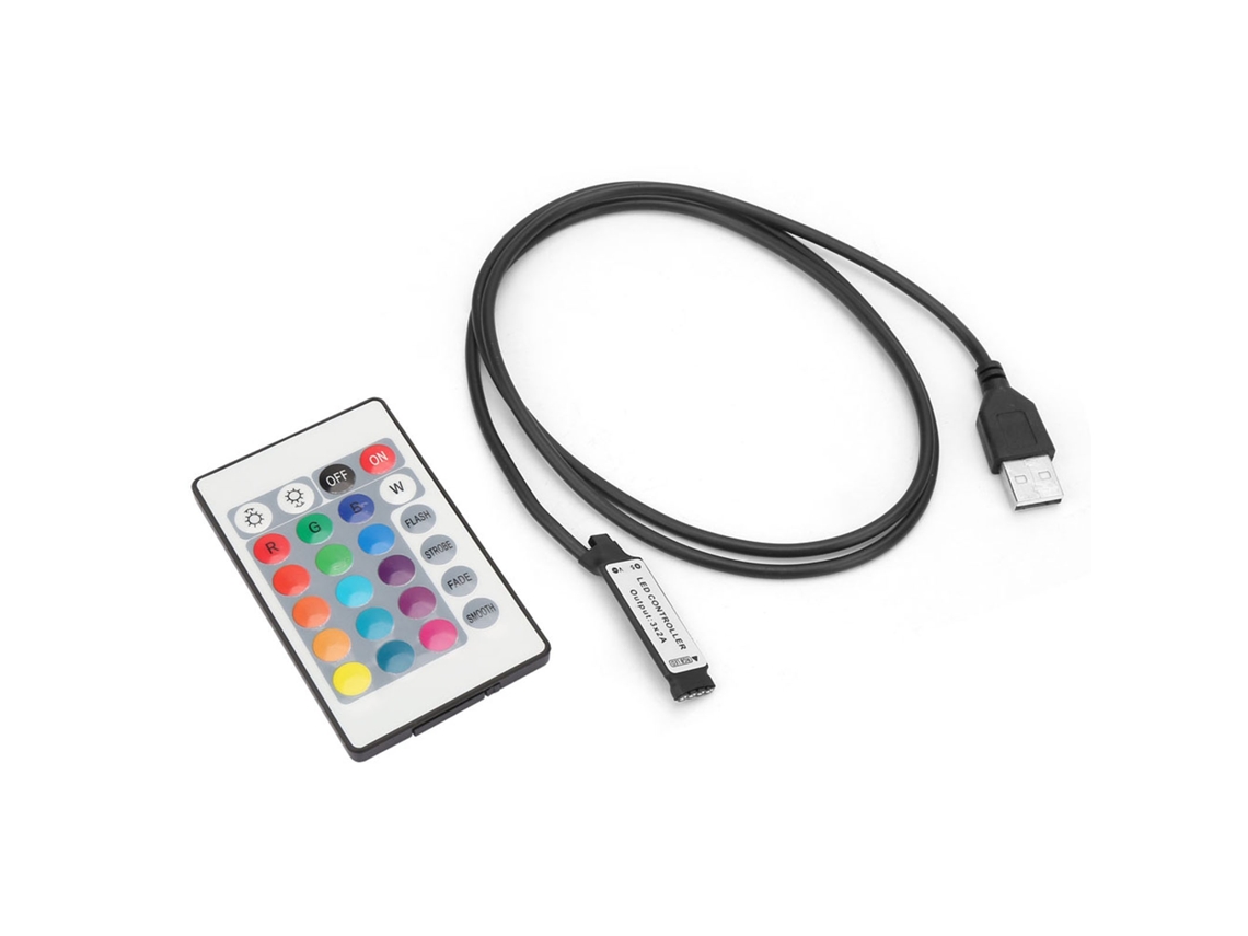 Laxiscreed Tira Led Rgb 5v Com Controlo Remoto Sem Fios E 24 Teclas Para Efeitos De Iluminação