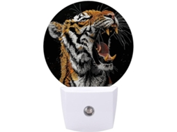 Luminária Noturna Redonda Com Design De Tigre E Lantejoulas, Sensor De Led, Luz Noturna Branca Quente E Suave