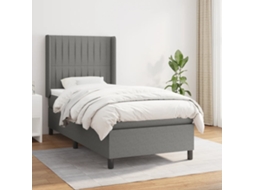 Vidaxl Cama Com Molas/colchão 90x190 Cm Tecido Cinza-escuro
