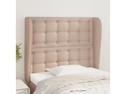 Vidaxl Cabeceira Cama C/ Abas Couro Artif. 103x23x118/128cm Cappuccino