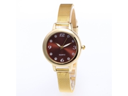 Reloj De Pulsera De Cuarzo Unisex Zhoulianfa Con Correa De Malla Dial Redondo Café