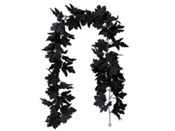 Guirlanda de Folhas de Outono e Rosa Negra Artificial – Decoração para Halloween e Ação de Graças NEVEANCE