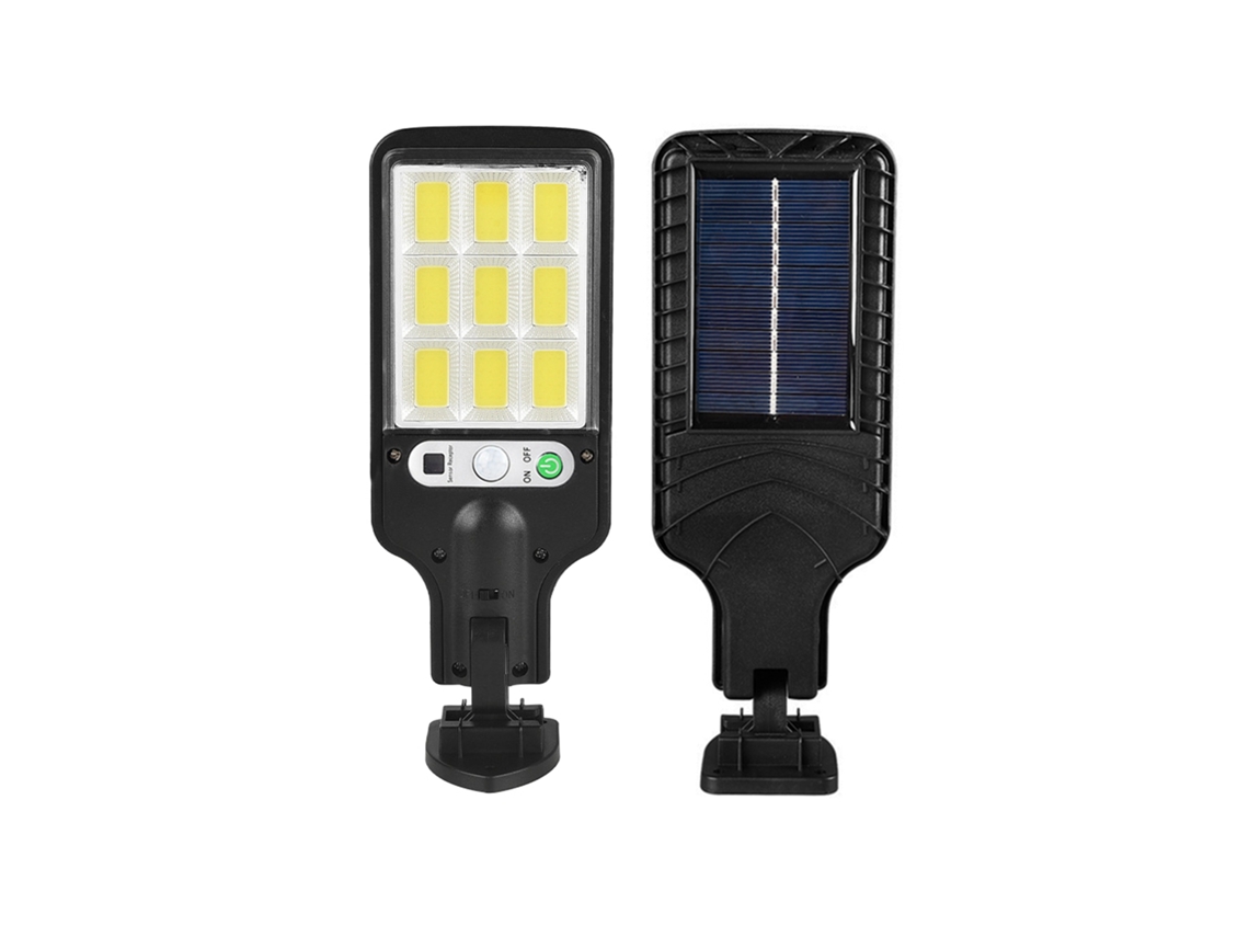 Lâmpada solar Led externa com sensor de movimento Pir 120° 3 modos controle remoto | S/MARCA