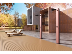Chuveiro Para Piscina Em Aço 316 Na Cor Rosa Coral E Preto Fosco, Com Torneira Monocomando E Difusor Anticalcário Imex.
