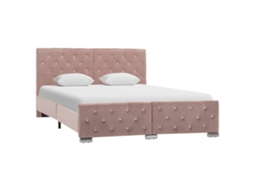 Vidaxl Estrutura De Cama 140x200 Cm Veludo Rosa