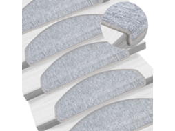 Vidaxl Tapetes De Escada 10 Peças 65x24x4 Cm Cinza Claro Semicircular Grande