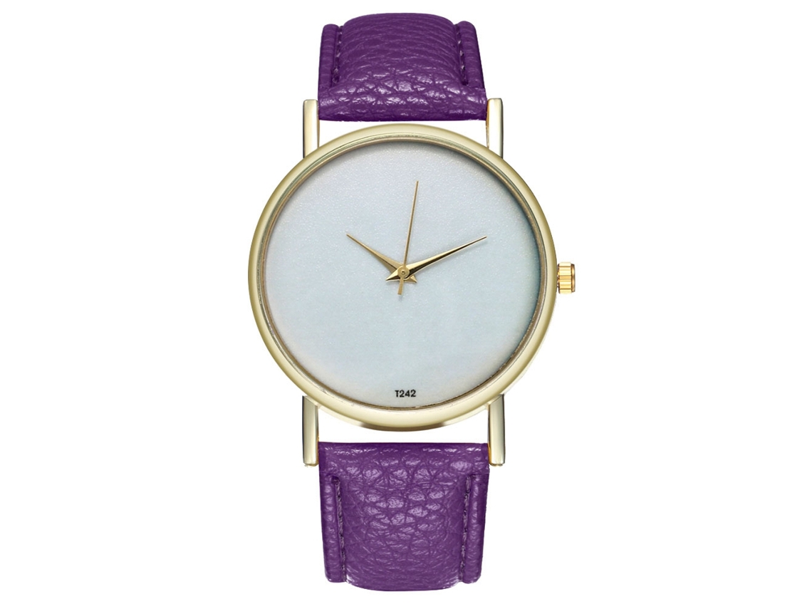 Relógio de pulso unissex moderno com pulseira de PU Zhoulianfa (roxo)