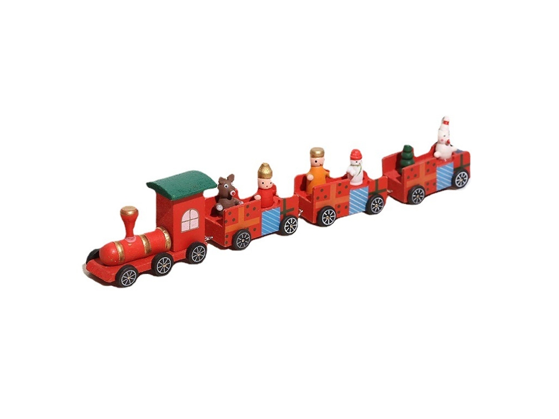 Trem de Natal Decoração de Natal de Madeira Pintada Brinquedos de Presente para Crianças Ornamento de Mesa de Natal Estilo 6 RNEMITERY