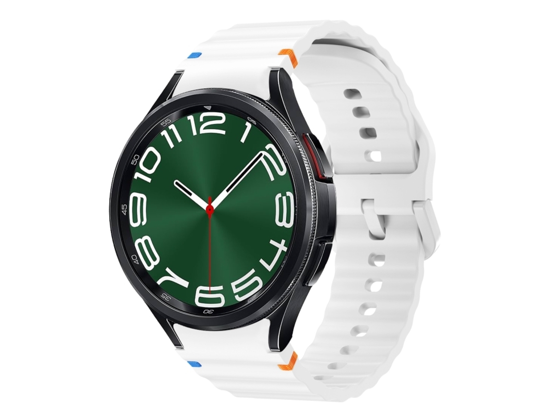 Bracelete Para Samsung Galaxy Watch 6 Classic - Silicone Costurado Com Padrão De Onda - Branca