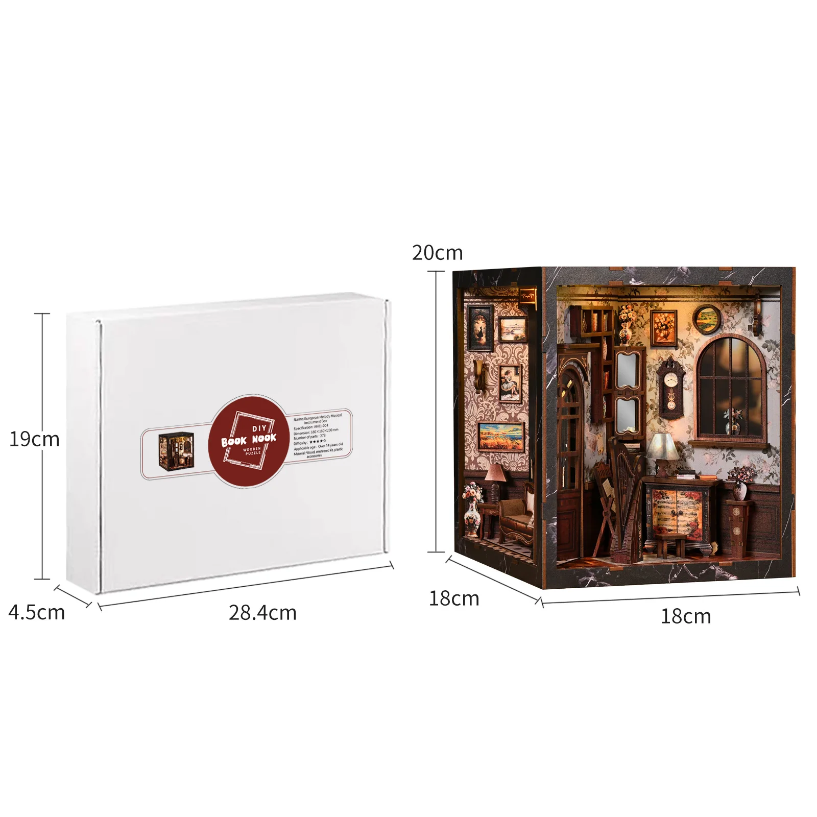 Estante de Livros Sensível Ao Toque em Quatro Lados, Modelo de Quarto em Miniatura Faça você mesmo com Rotação de 360 Graus MDUG