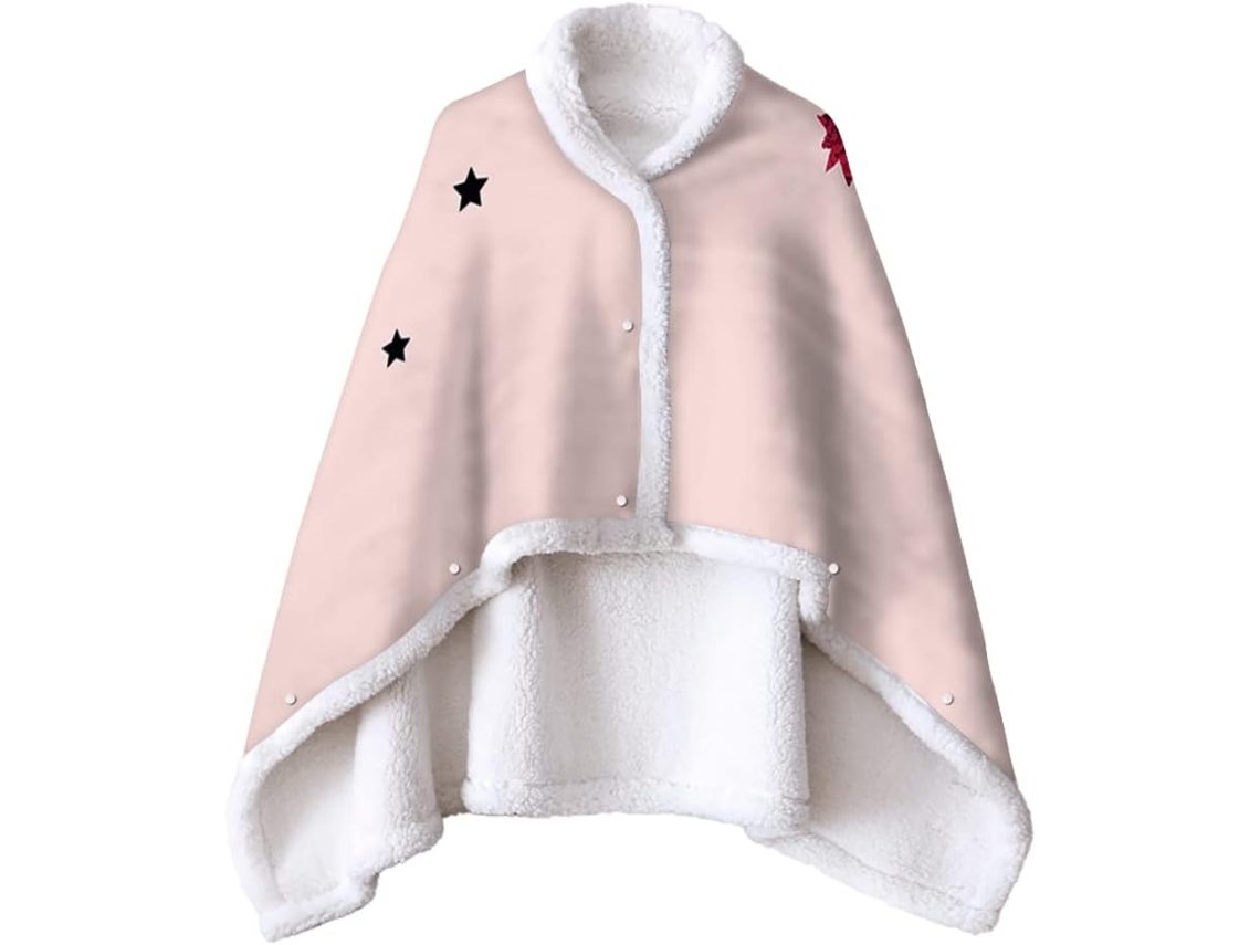 Manta de Lã Sherpa Fansu Xale Grossa e Macia para o Inverno com Estampa Flamingo Botões Quente Microfibra Cria
