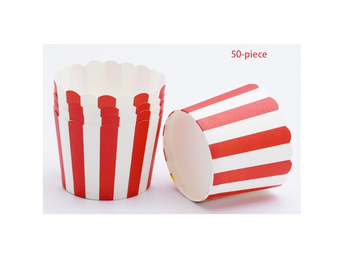 Forma De Papel Descartável Com Listras Vermelhas - 50 Unidades