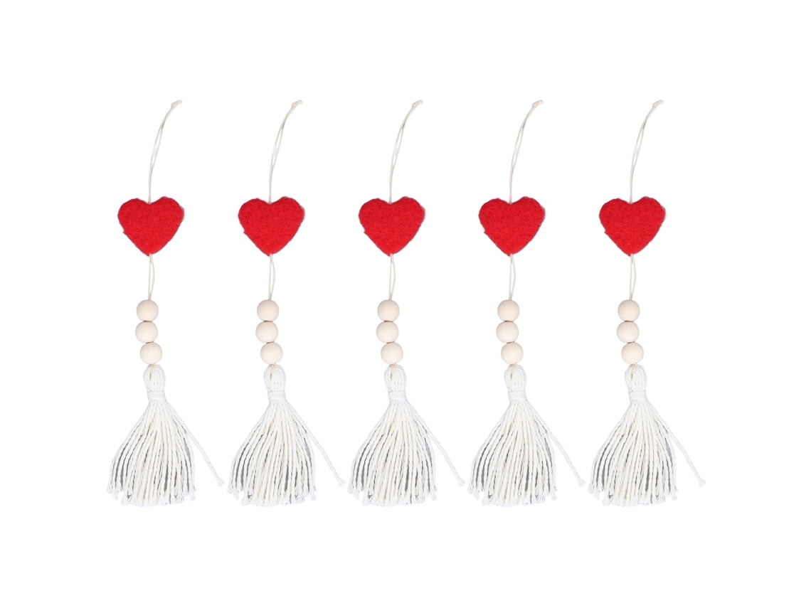 Pingentes com Tassel Coração Decoração Presente Vermelho