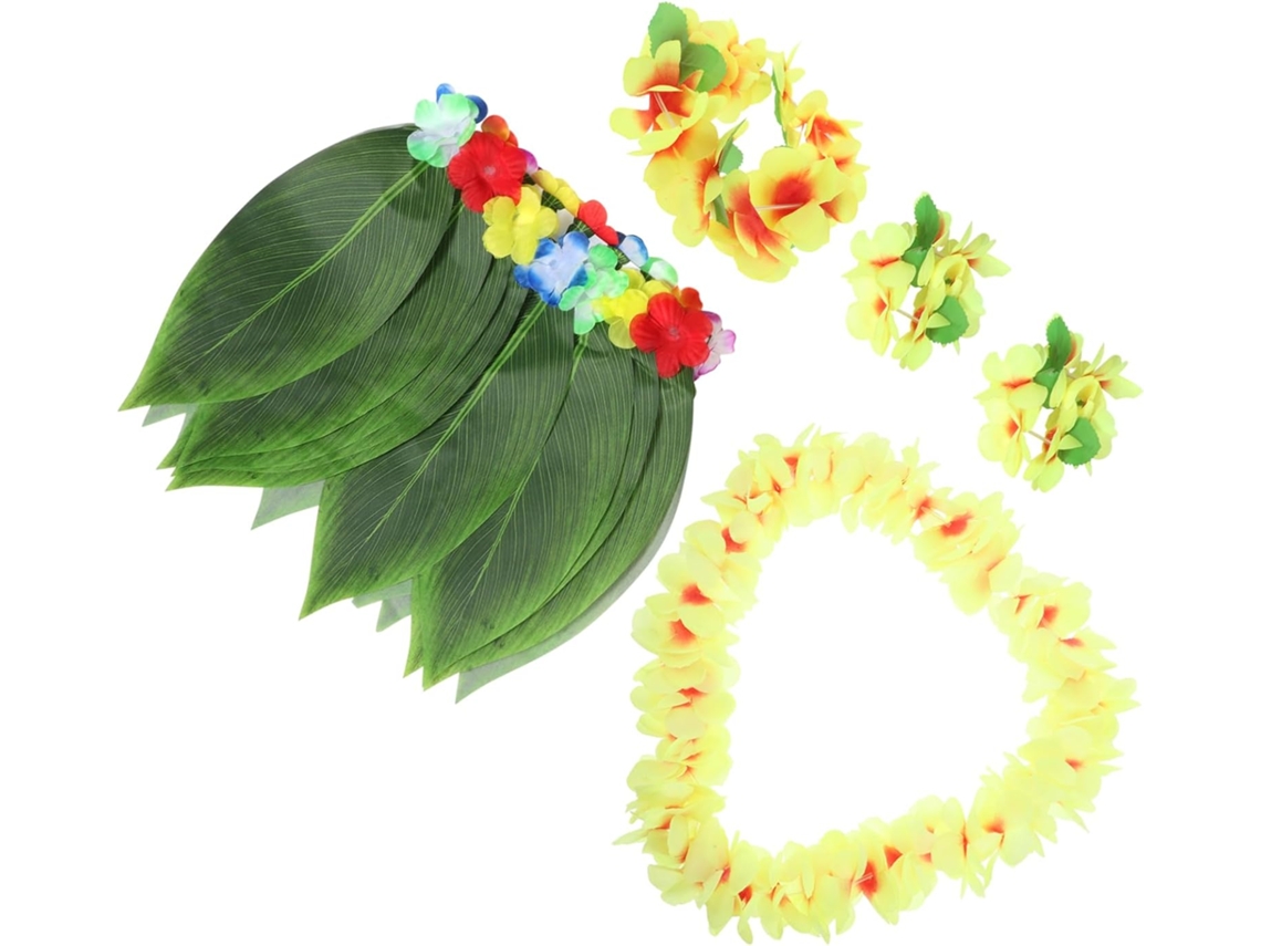 Saia Havaiana Com Guirlanda De Flores, Colorida, Para Festa Luau, Fantasia De Hula Para Praia Ou Palco, Ajustável.