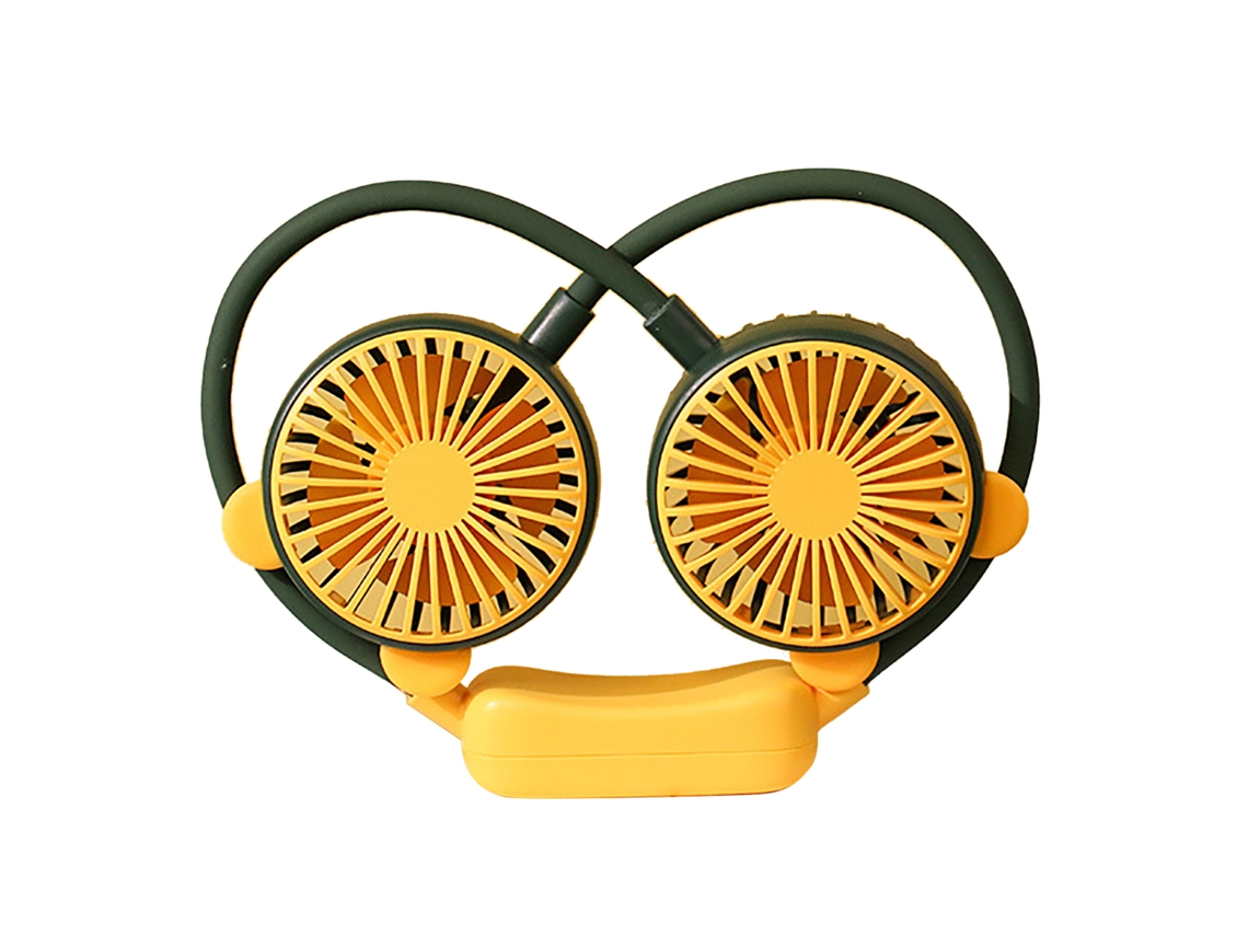 Ventilador portátil dobrável e recarregável USB para pescoço, ideal para escritório e viagens, verde LAXISCREED