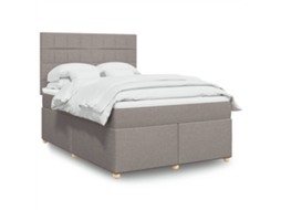 Vidaxl Cama Com Molas/colchão 140x190 Cm Tecido Castanho-acinzentado