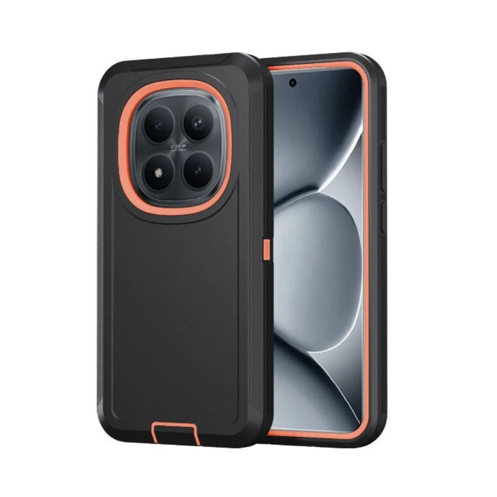 (preto/laranja, Redmi 13 5g) Capa Protetora Blindada De Três Camadas Específica Para Ott, Resistente A Impactos.
