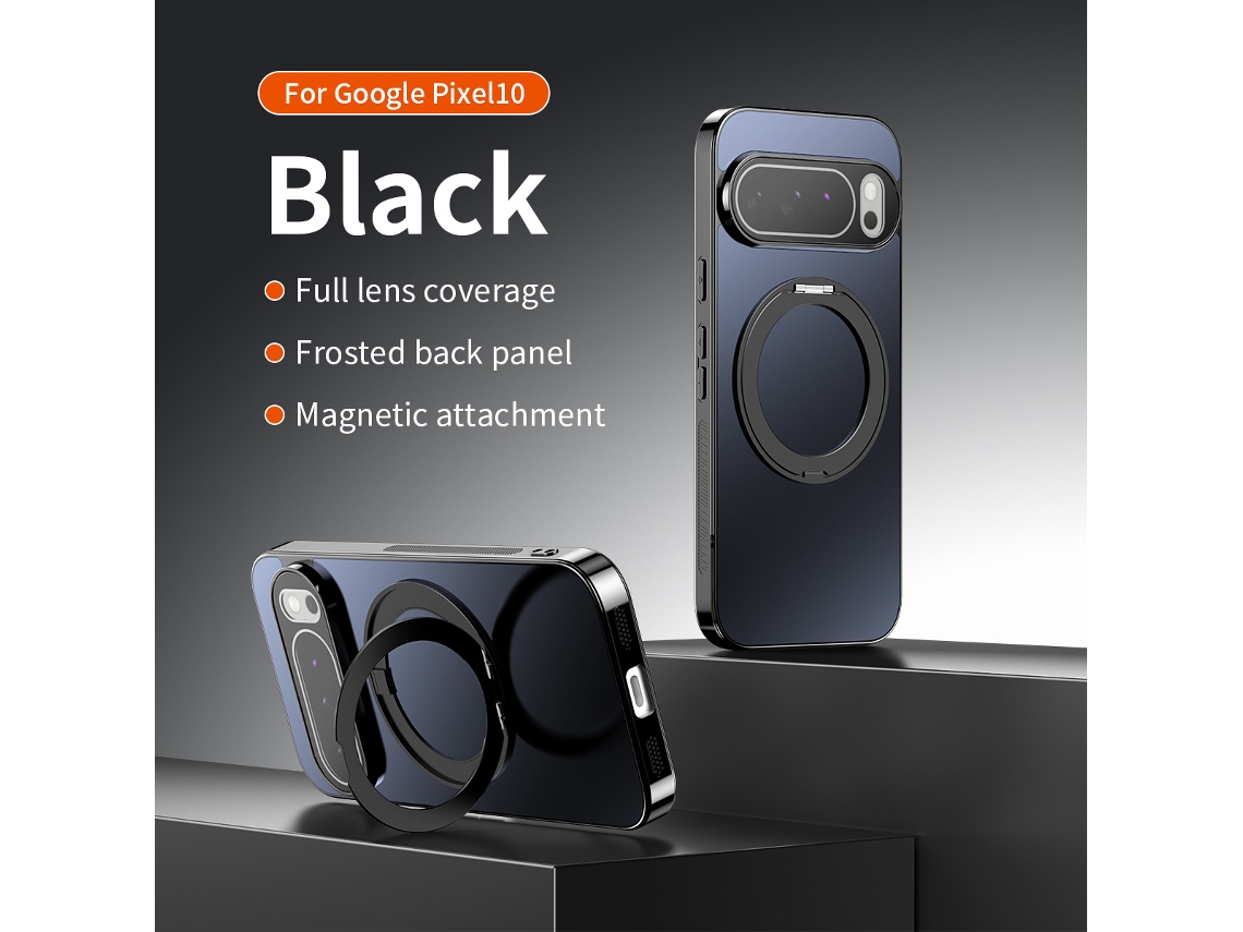Capa Magnética Para Celular Com Proteção 360°capa Com Suporte Giratório, Cor Preto Obsidiana, Para Google Pixel 8