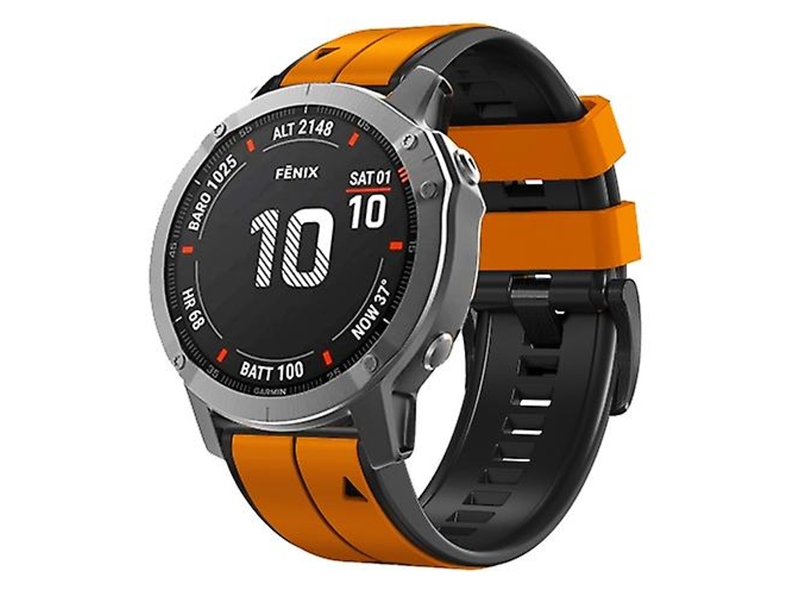 Lurelia Pulseira De Relógio Garmin Fenix 7x, Silicone Bicolor Com Listras Verticais, Laranja E Preto