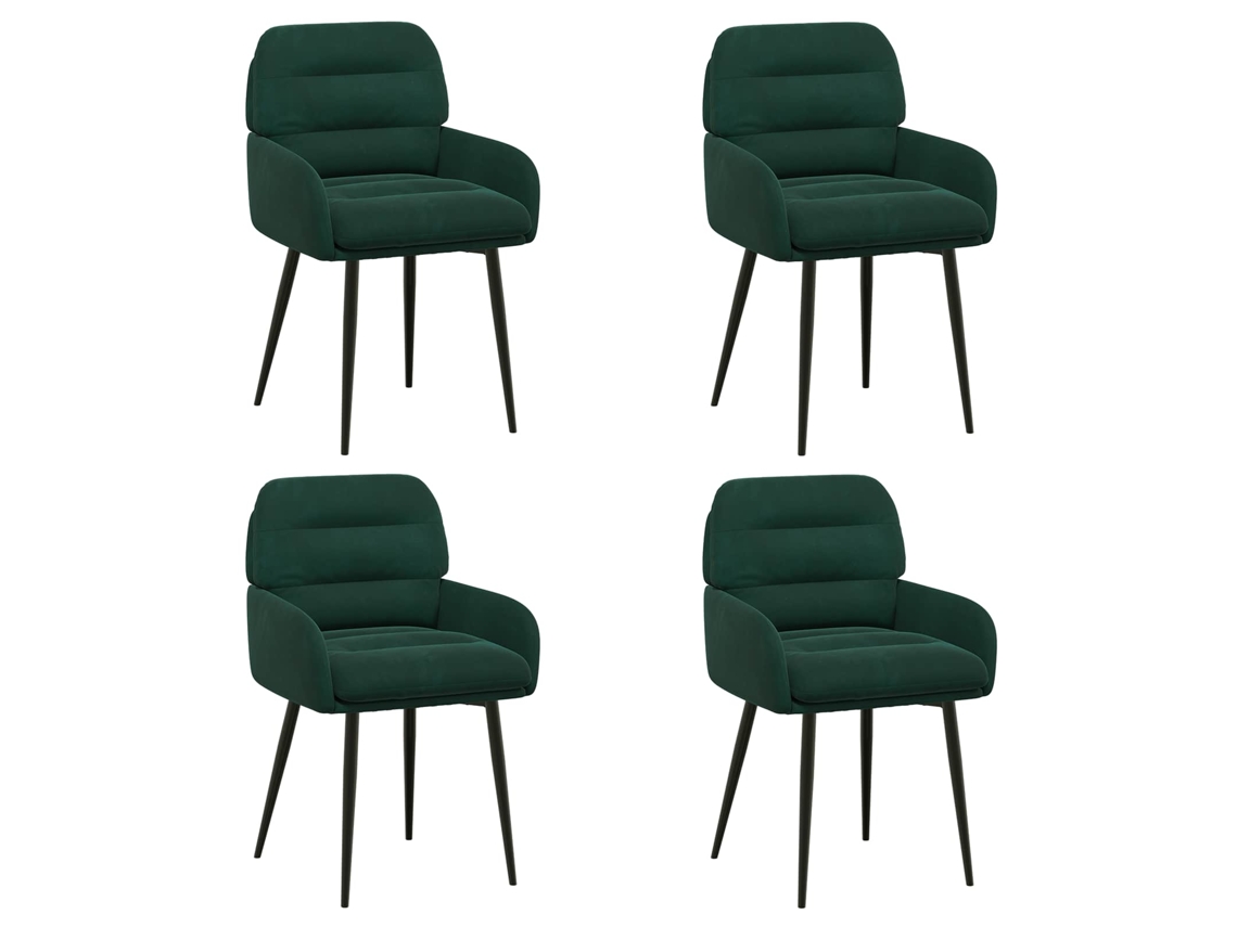 Conjunto 4 Cadeira De Jantar Vidaxl Verde Veludo (59 X 59,5 X 90 Cm)