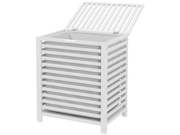 Cesto Roupa Suja Bambu 55l 50x36x60 Cm Branco (com Bolsa Amovível, Retangular)