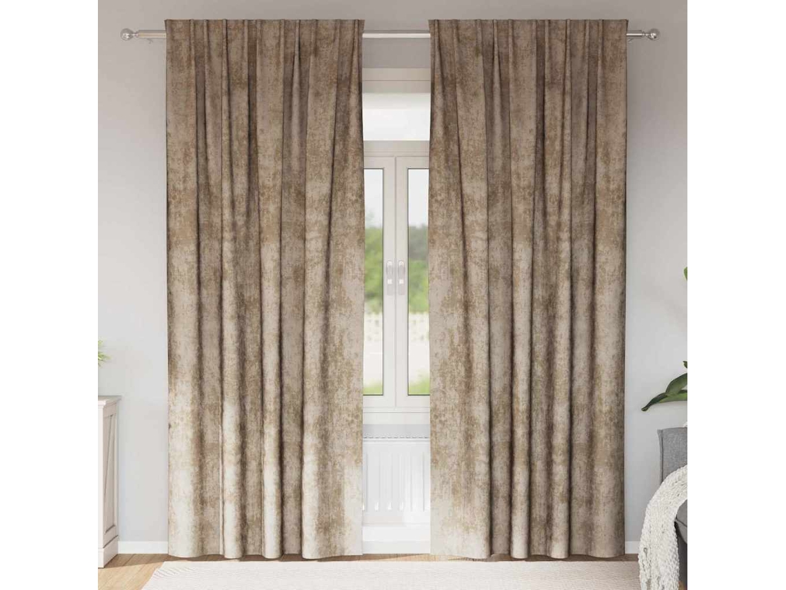 Vidaxl Cortinas De Veludo 2 Unid. Champanhe 245 X 140 Cm Veludo