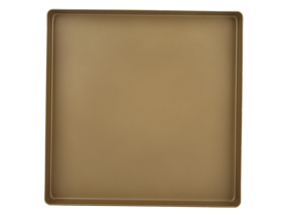 Bandeja De Assar Quadrada 28x28x3cm Alumínio Ouro Antiaderente Para Pizza Pan