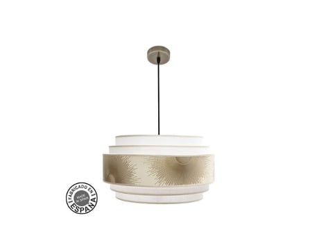Pingente Nepal 5p 3xe27 Couro/branco/ouro Regx50x50cm Fabrilamp