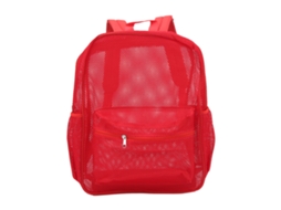 Mochila Malha Resistente Leve Grande Capacidade Lavável Vermelha