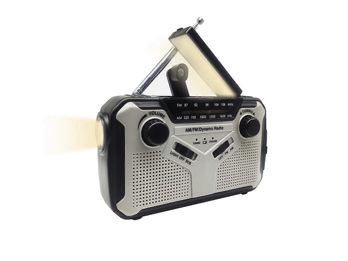 Rádio Digital Fm Am Com Manivela Para Uso Externo, Rádio Solar, Lanterna Led, Luz De Leitura Olysi Shop